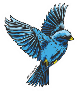 Illustration of blue bird with outspread wings vinyl sticker