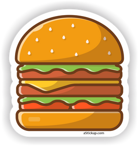 cartoon illustration double hamburger vinyl sticker